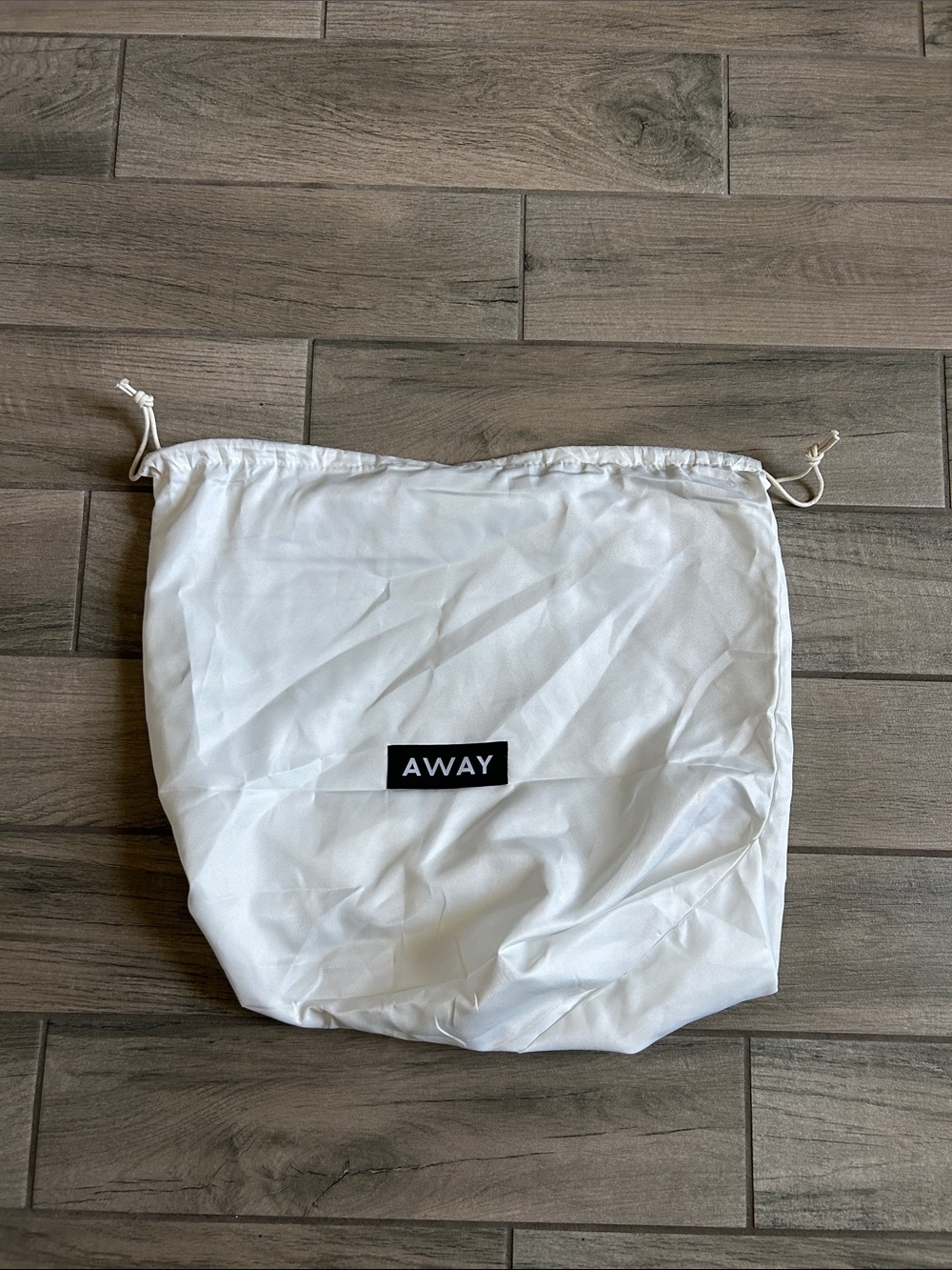 Away White Drawstring Dust Pouch with Black Logo large